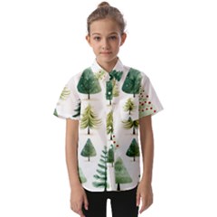 Christmas Xmas Trees Kids  Short Sleeve Shirt