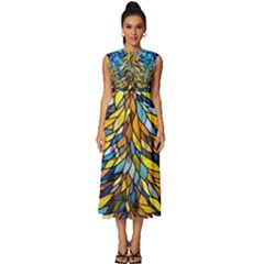 Stained Glass Winter Sleeveless Round Neck Midi Dress by Vaneshop