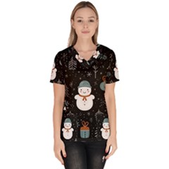 Snowman Christmas Women s V-neck Scrub Top by Vaneshop