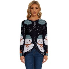 Snowman Christmas Long Sleeve Crew Neck Pullover Top by Vaneshop