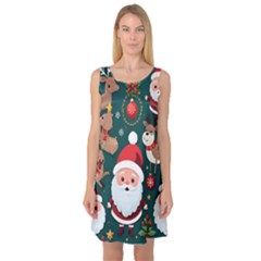 Christmas Santa Claus Sleeveless Satin Nightdress