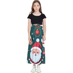 Christmas Santa Claus Kids  Flared Maxi Skirt by Vaneshop