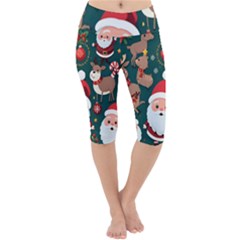 Christmas Santa Claus Lightweight Velour Cropped Yoga Leggings