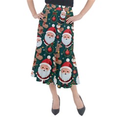 Christmas Santa Claus Midi Mermaid Skirt by Vaneshop