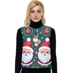 Christmas Santa Claus Women s Button Up Puffer Vest