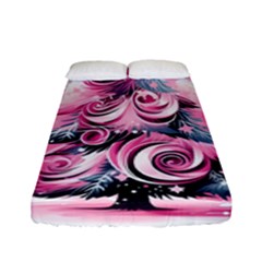 Winter Christmas Snow Xmas Tree Fitted Sheet (full/ Double Size) by Vaneshop