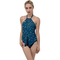 Star Golden Pattern Christmas Design White Gold Go With The Flow One Piece Swimsuit by Vaneshop