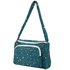 Star Golden Pattern Christmas Design White Gold Front Pocket Crossbody Bag by Vaneshop