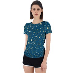 Star Golden Pattern Christmas Design White Gold Back Cut Out Sport T-shirt by Vaneshop
