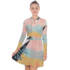 Leaves Pattern Design Colorful Decorative Texture Long Sleeve Panel Dress by Vaneshop