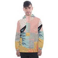 Leaves Pattern Design Colorful Decorative Texture Men s Front Pocket Pullover Windbreaker by Vaneshop