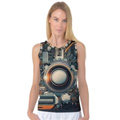 Illustrations Technology Robot Internet Processor Women s Basketball Tank Top by Vaneshop