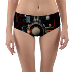 Illustrations Technology Robot Internet Processor Reversible Mid-waist Bikini Bottoms by Vaneshop