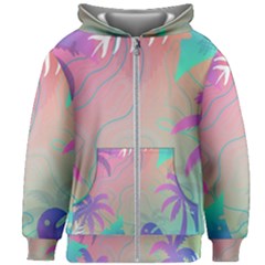 Palm Trees Leaves Plants Tropical Wreath Kids  Zipper Hoodie Without Drawstring by Vaneshop