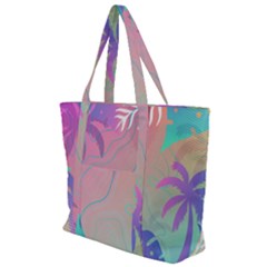Palm Trees Leaves Plants Tropical Wreath Zip Up Canvas Bag