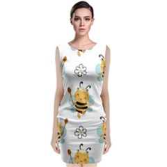 Art Bee Pattern Design Wallpaper Background Classic Sleeveless Midi Dress by Vaneshop