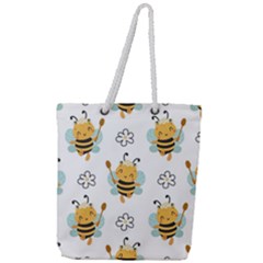 Art Bee Pattern Design Wallpaper Background Full Print Rope Handle Tote (large) by Vaneshop