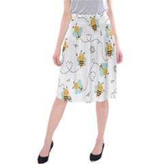 Bee Art Pattern Design Wallpaper Background Print Midi Beach Skirt by Vaneshop