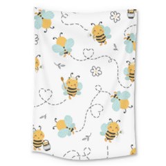 Bee Art Pattern Design Wallpaper Background Print Large Tapestry