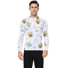 Bee Art Pattern Design Wallpaper Background Print Men s Long Sleeve Rash Guard