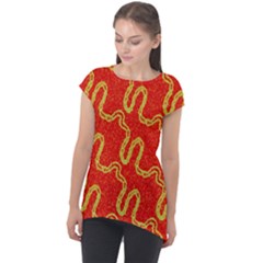 Background Ornamental Pattern Abstract Seamless Cap Sleeve High Low Top