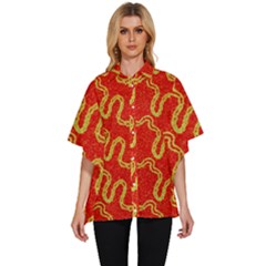 Background Ornamental Pattern Abstract Seamless Women s Batwing Button Up Shirt