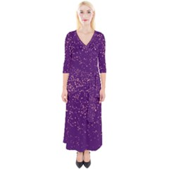 Purple Glittery Backdrop Scrapbooking Sparkle Quarter Sleeve Wrap Maxi Dress by Vaneshop