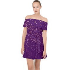 Purple Glittery Backdrop Scrapbooking Sparkle Off Shoulder Chiffon Dress by Vaneshop