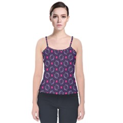 Geometric Pattern Retro Style Background Velvet Spaghetti Strap Top by Vaneshop