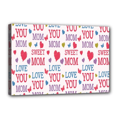 Love Mom Happy Mothers Day I Love Mom Graphic Canvas 18  X 12  (stretched) by Vaneshop