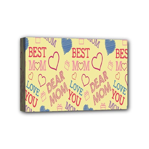 Love Mom Happy Mothers Day I Love Mom Graphic Pattern Mini Canvas 6  X 4  (stretched) by Vaneshop