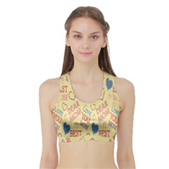 Love Mom Happy Mothers Day I Love Mom Graphic Pattern Sports Bra With Border by Vaneshop