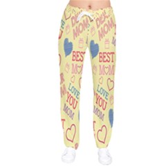 Love Mom Happy Mothers Day I Love Mom Graphic Pattern Women Velvet Drawstring Pants by Vaneshop