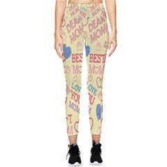 Love Mom Happy Mothers Day I Love Mom Graphic Pattern Pocket Leggings  by Vaneshop