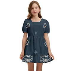 Space Dino Art Pattern Design Wallpaper Background Kids  Short Sleeve Dolly Dress by Vaneshop