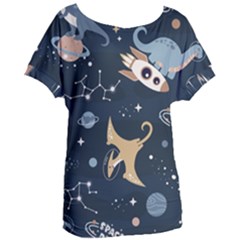 Space Theme Art Pattern Design Wallpaper Women s Oversized T-shirt by Vaneshop