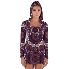 Rosette Kaleidoscope Mosaic Abstract Background Long Sleeve Hooded T-shirt