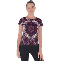 Rosette Kaleidoscope Mosaic Abstract Background Short Sleeve Sports Top  by Vaneshop