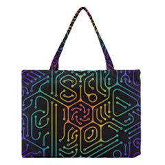 Circuit Hexagonal Geometric Pattern Background Pattern Medium Tote Bag