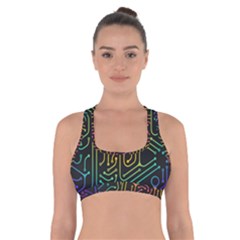 Circuit Hexagonal Geometric Pattern Background Pattern Cross Back Sports Bra