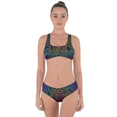 Circuit Hexagonal Geometric Pattern Background Pattern Criss Cross Bikini Set by Vaneshop