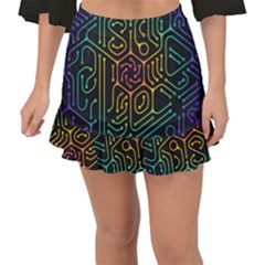 Circuit Hexagonal Geometric Pattern Background Pattern Fishtail Mini Chiffon Skirt