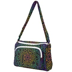 Circuit Hexagonal Geometric Pattern Background Pattern Front Pocket Crossbody Bag