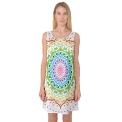 Mandala Pattern Rainbow Pride Sleeveless Satin Nightdress by Vaneshop