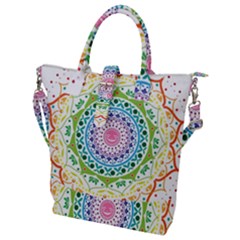 Mandala Pattern Rainbow Pride Buckle Top Tote Bag by Vaneshop