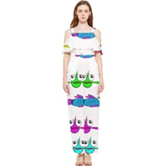 Fish Swim Cartoon Funnycute Draped Sleeveless Chiffon Jumpsuit by Sapixe