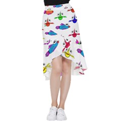 Fish Swim Cartoon Funnycute Frill Hi Low Chiffon Skirt by Sapixe