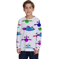 Fish Swim Cartoon Funnycute Kids  Crewneck Sweatshirt