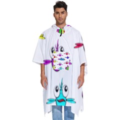 Fish Swim Cartoon Funnycute Men s Hooded Rain Ponchos