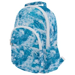 Blue Ocean Wave Texture Rounded Multi Pocket Backpack